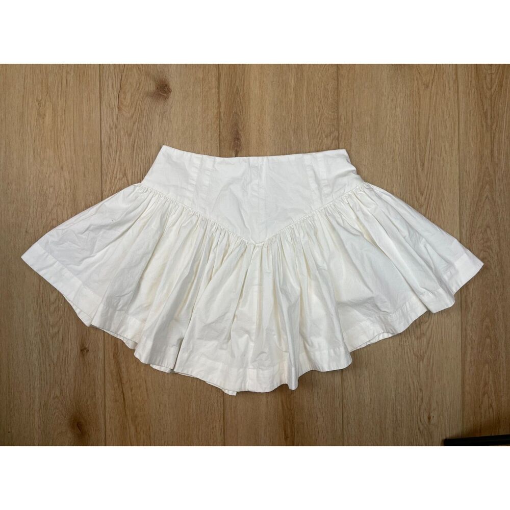 Maeve White Ruffle Mini Skirt Size S